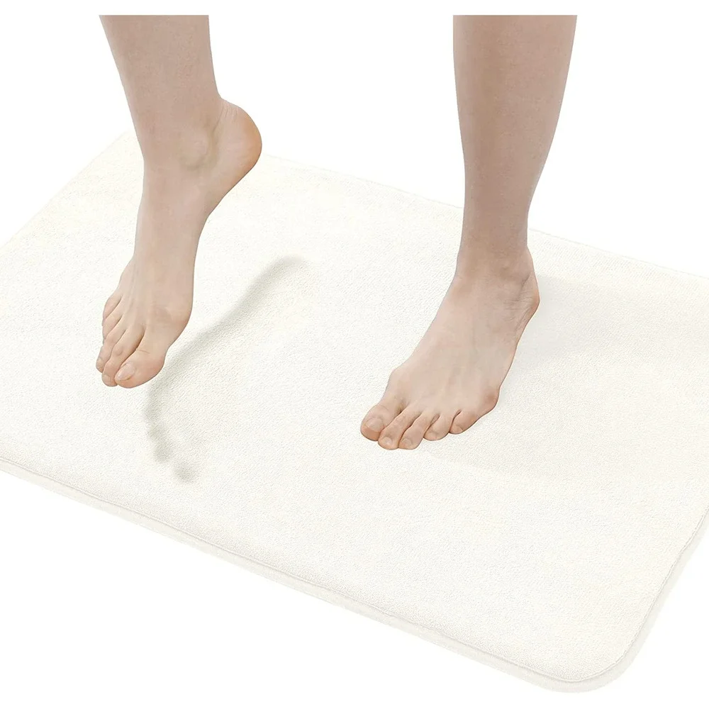 Walensee Extra Thick Memory Foam Bath Rug 24x48 Ivory Non-Slip Plush Mat